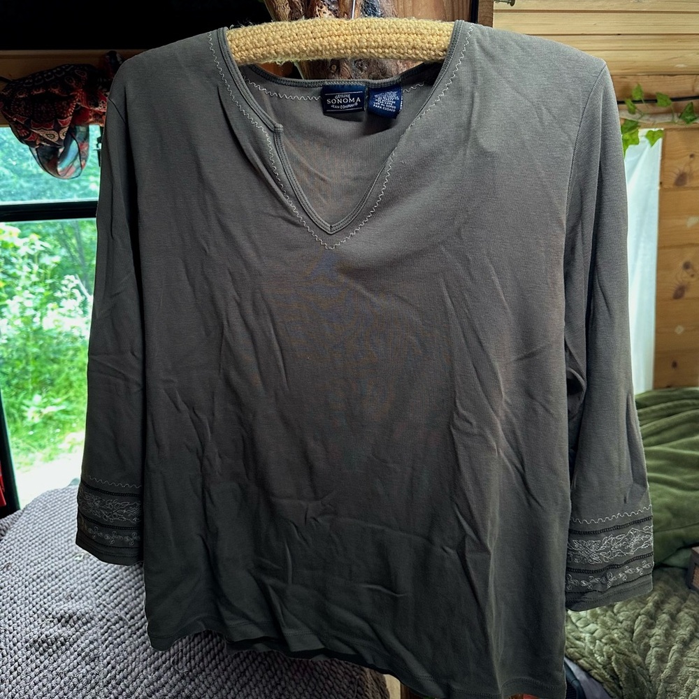 Vintage Sonoma Long Sleeve Bohemian Shirt 100% cotton